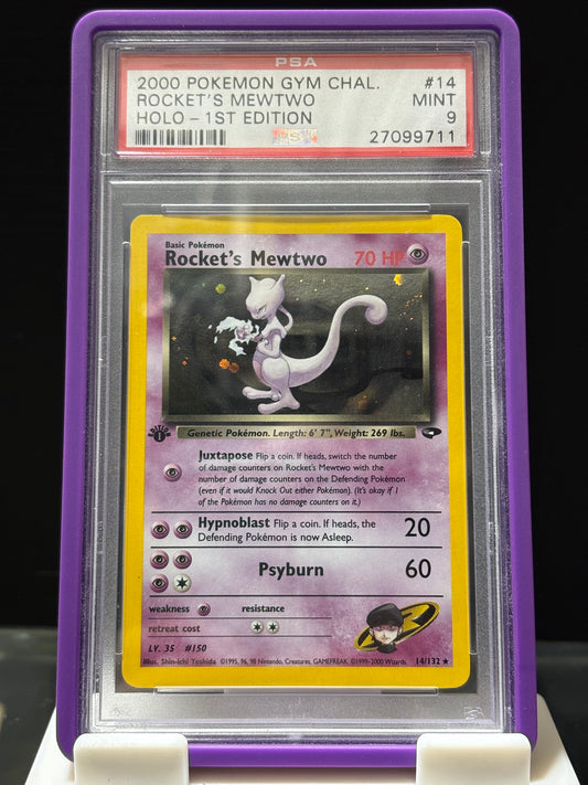 Rockets MewTwo Holo 1st Edition PSA 9